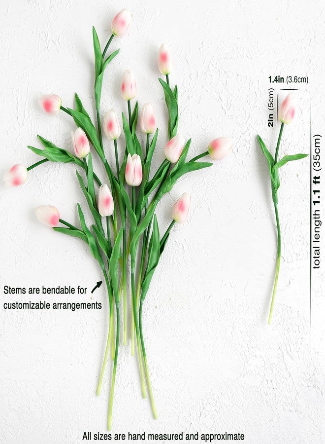 FiveSeasonStuff Real Touch Tulips Artificial Flowers - 15 Stems Faux Tulip Bouquet in Gift Box for Wedding, Home Decor, Party, Floral Arrangements (Jaipur Soft Pink) - Image 3